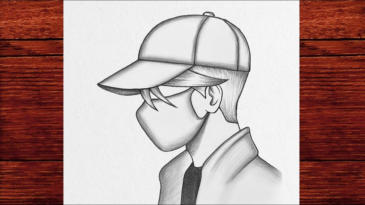 Şapka ve yüz maskesi takan bir çocuk nasıl çizilir, Maske takan erkek çizimi, Adım adım kolay çizim