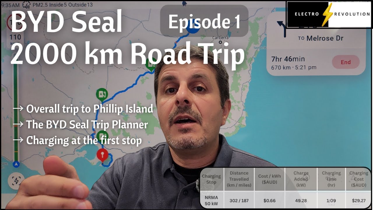 BYD 2000 km Road Trip EPISODE 1 - Sydney to Phillip Island - Overall Trip and Trip Planner, 1st Stop