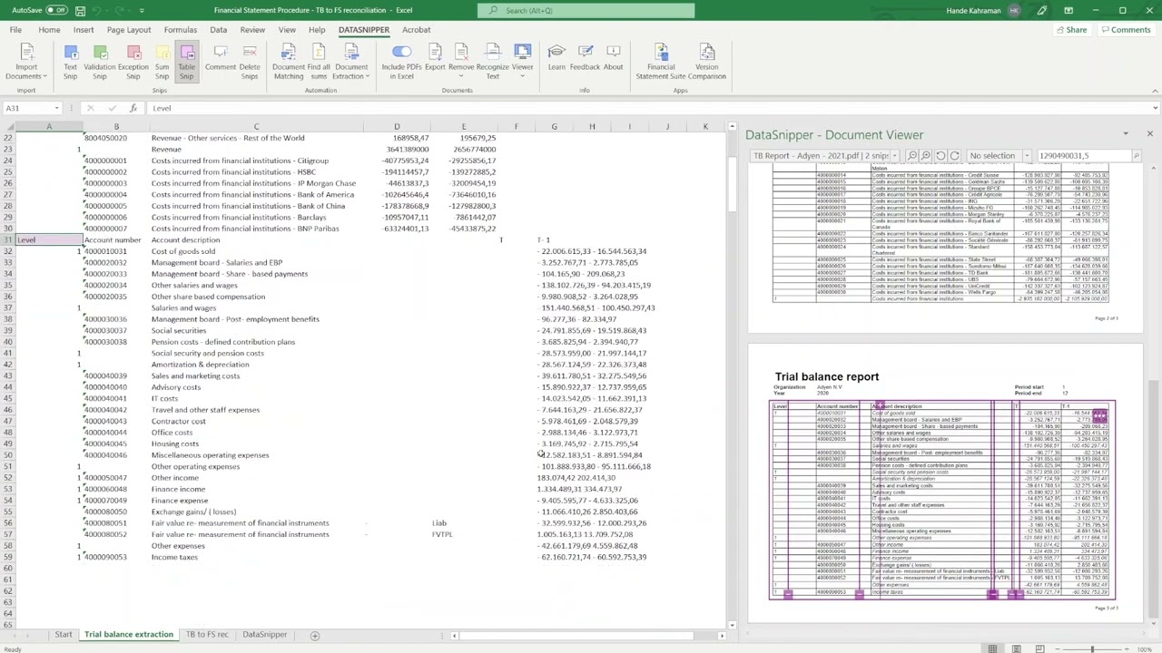 DataSnipper 4.0 - Extracting Tabular Data using Table Snip