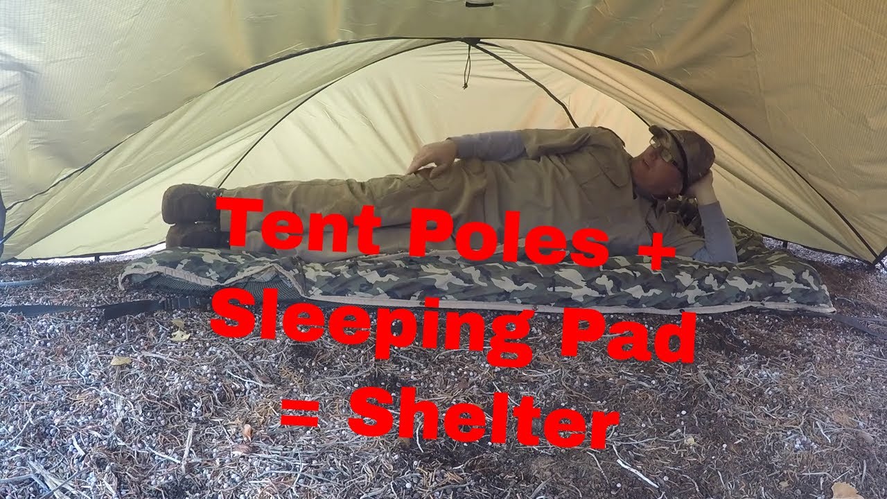 Add Tent Poles to Sleeping Pad to form Tarp Shelter