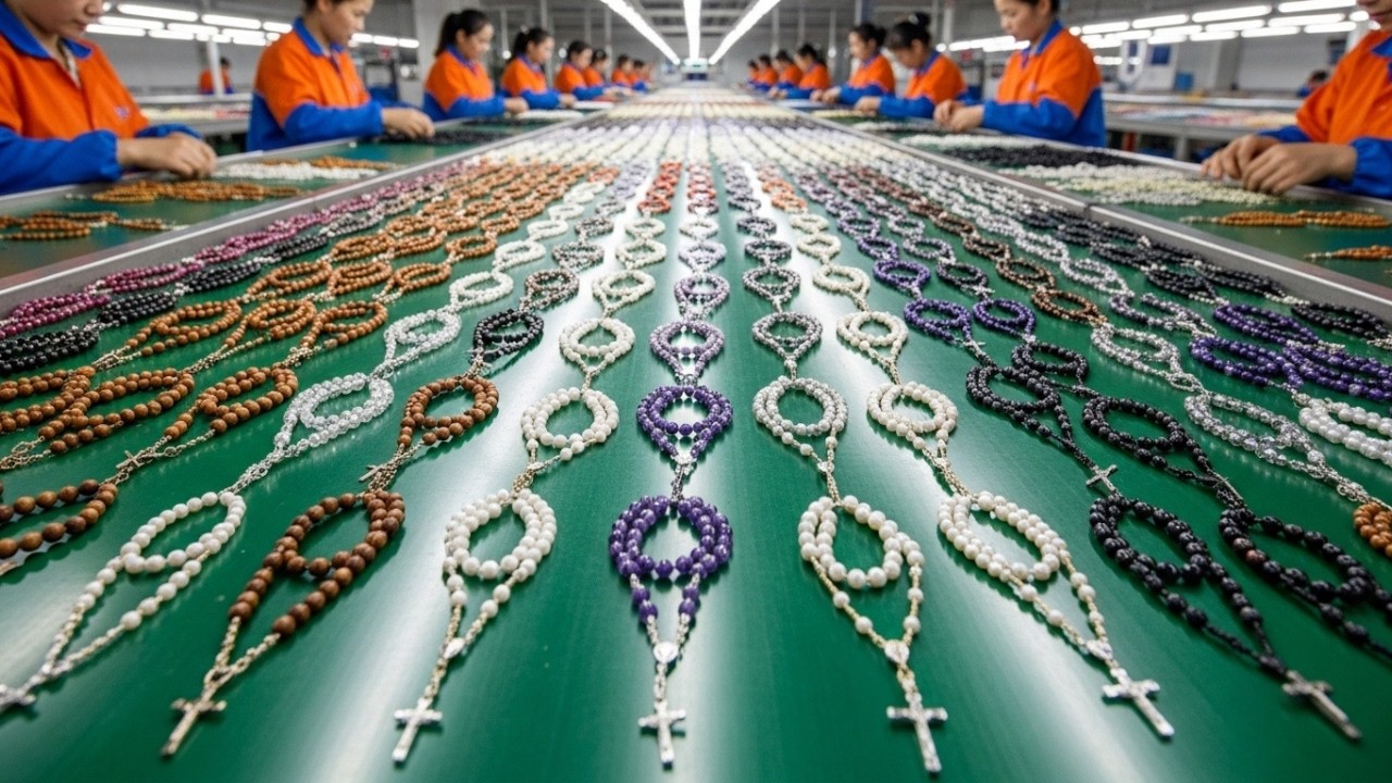 Por Dentro da Fábrica de Terços e Rosários - Como São Feitos (Processo Completo)