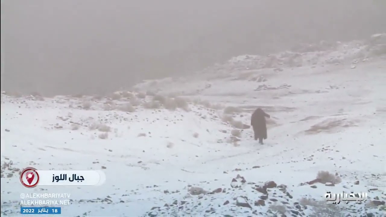 الثلوج تغطي مرتفعات جبال اللوز في منطقة #تبوك