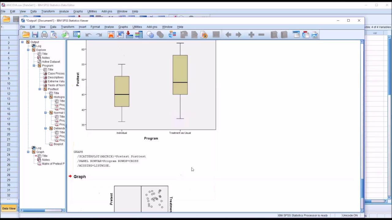 Testing the Assumptions for ANCOVA in SPSS including Homogeneity of Regression Slopes