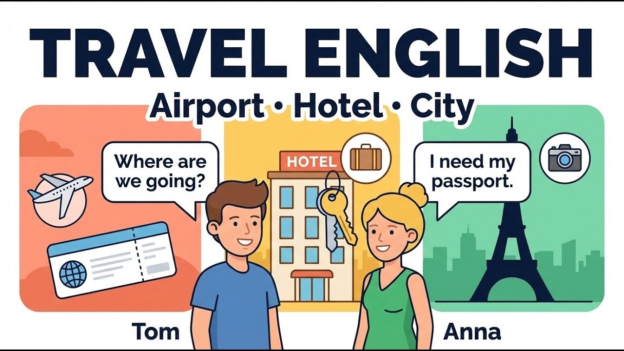 Travel English Conversation | Airport, Hotel, and City Phrases (Paris Trip Lesson)