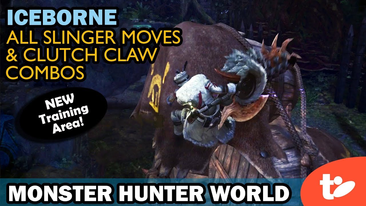 Все приёмы слингера и комбо с когтями! Новая тренировочная зона! Monster Hunter World Iceborne