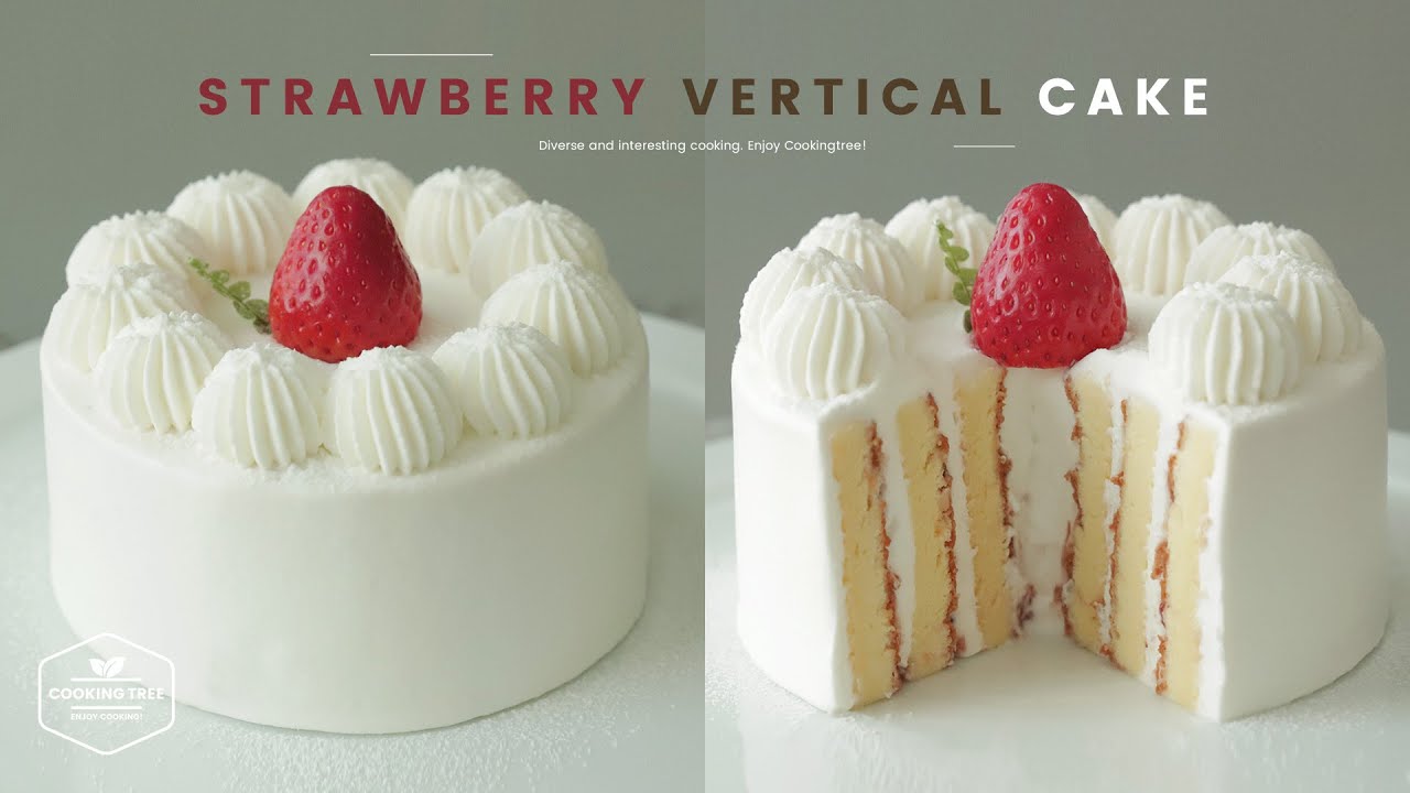딸기 롤 생크림 케이크 만들기 : Strawberry Vertical Layer Cake Recipe | Cooking tree