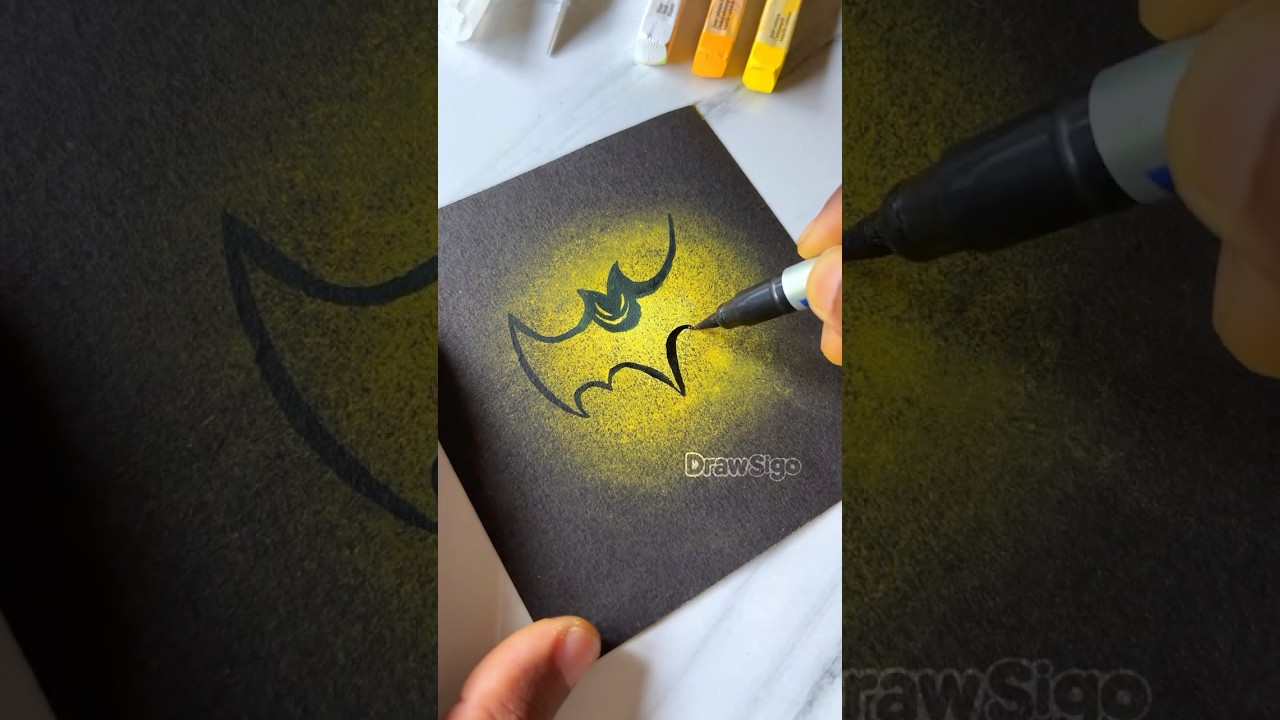 Black bat 🔥 very easy drawing for #kids