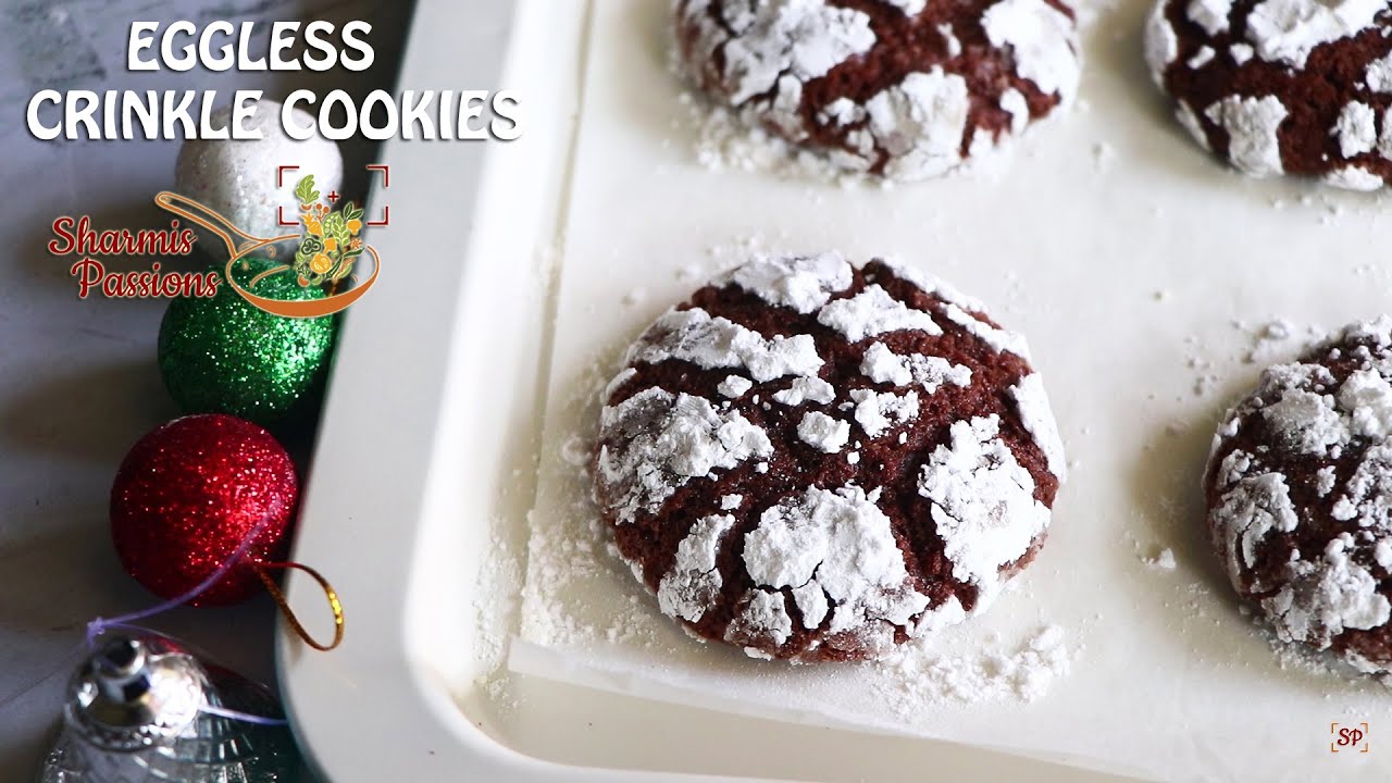 Eggless chocolate crinkle cookies recipe, Whole wheat crinkle cookies
