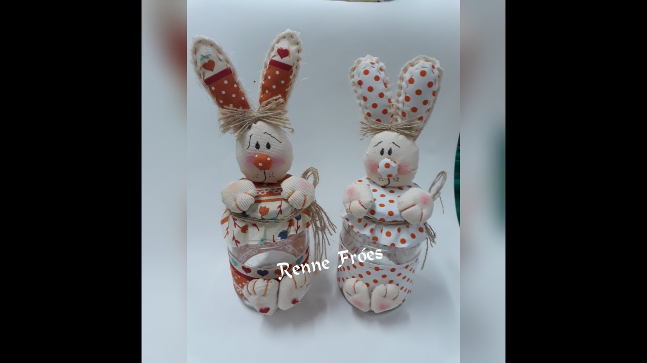 Olha este coelhinho feito com pote de vidro