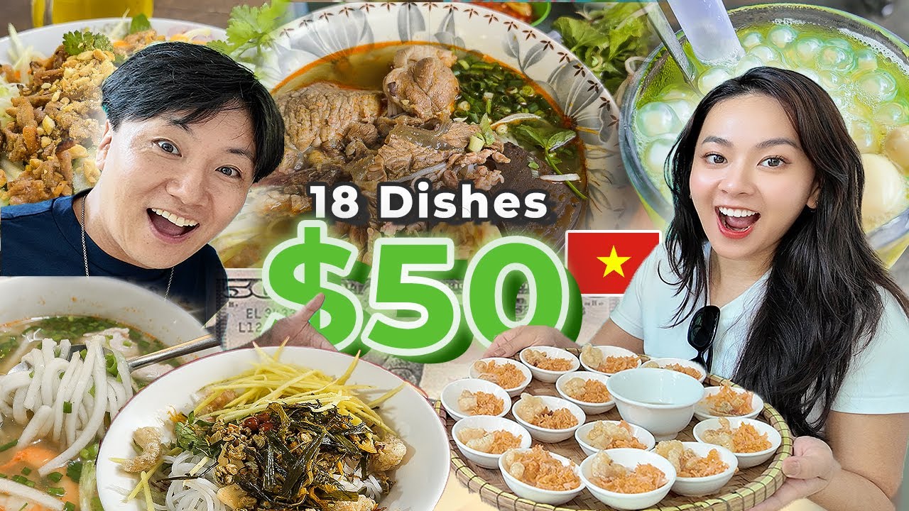 Vietnam $50 food challenge! Best street food in Hue