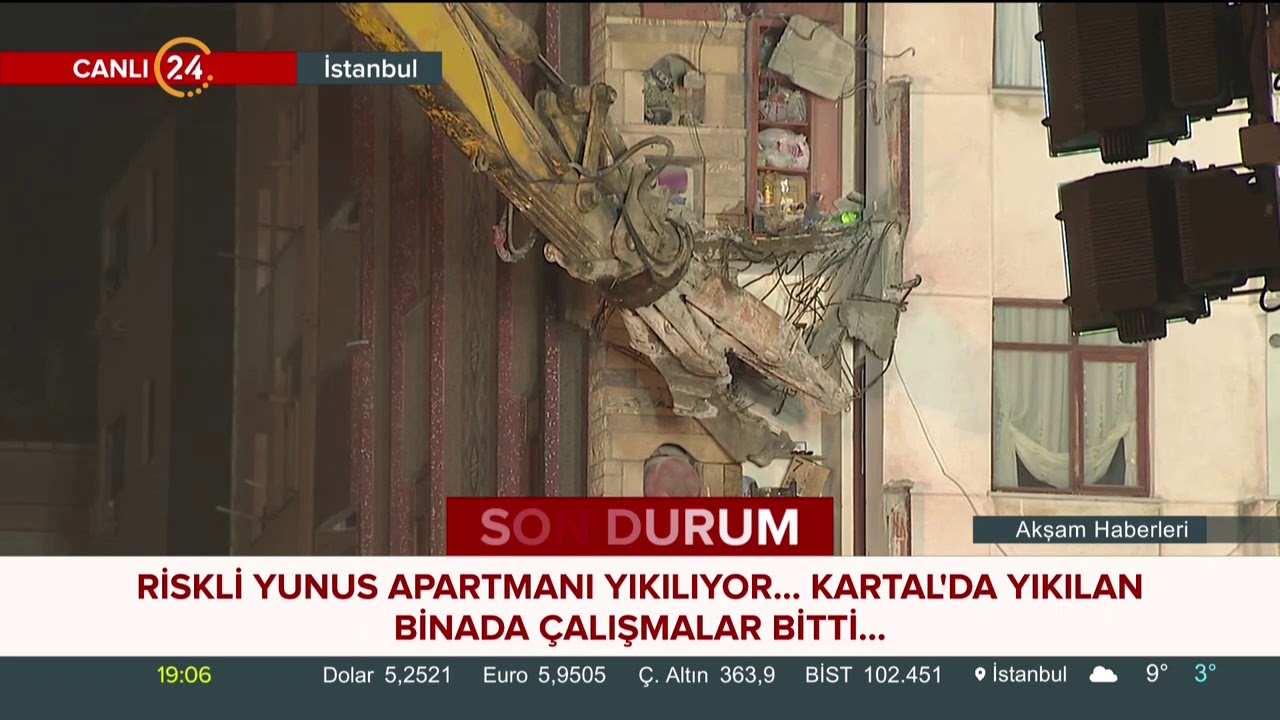 Kartal'da bulunan 7 katı kaçak 10 katlı Yunus Apartmanı yıkılıyor