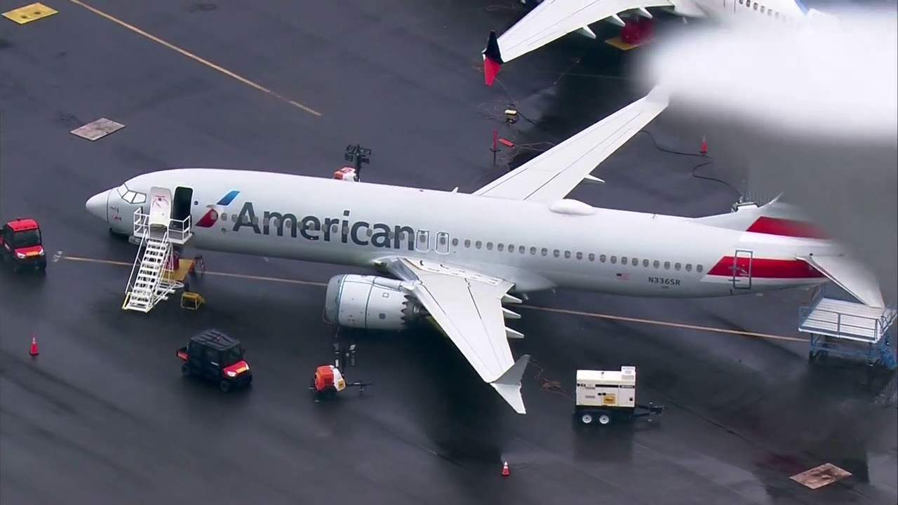 Aerials of Boeing 737 MAX jets parked in Renton