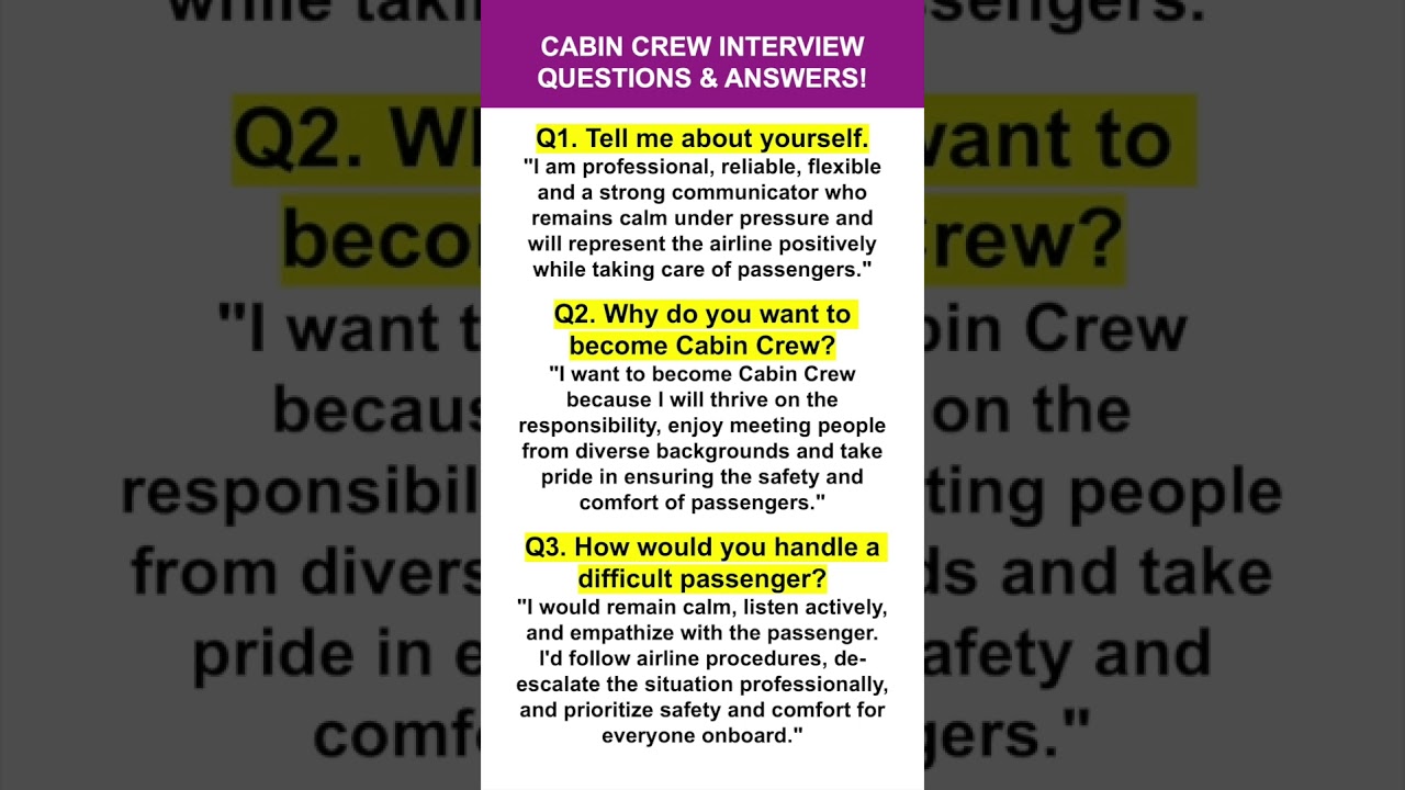 CABIN CREW Interview Questions & Answers! #cabincrew #cabincrewjobs #cabincrewcoach