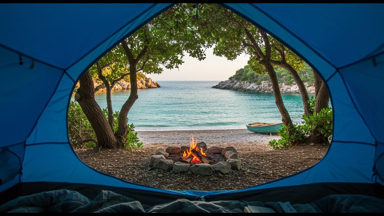 Smooth Jazz Music & Beach Camping Ambiance: Seamless Loop for Relaxing, Sleep | 3.5 Hours