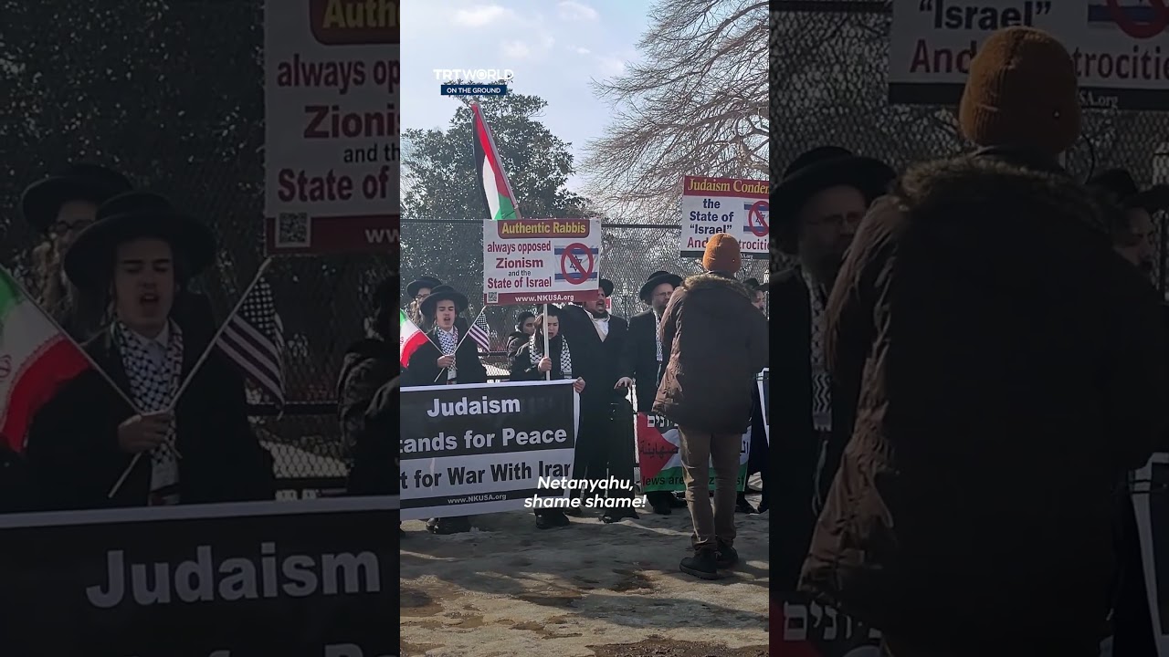 Protesters rally in Washington as Netanyahu meets Trump at White House