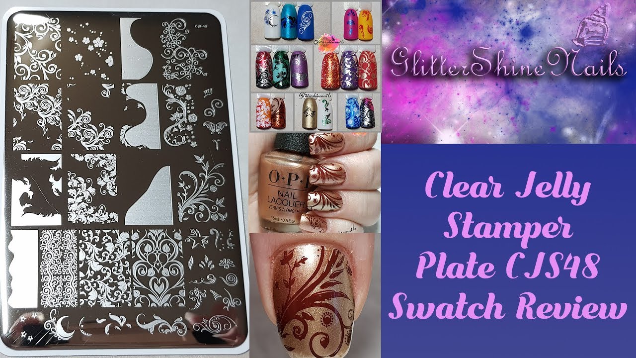 Clear Jelly Stamper Stamping Plate Swatch Review CJS-48 Sweet Swirl