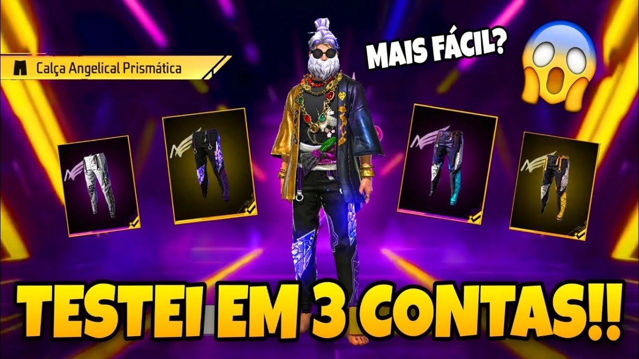 TESTEI EM 3 CONTAS!! PEGANDO AS CALÇAS ANGELICAIS NO EVENTO TOKEN ROYALE FREE FIRE