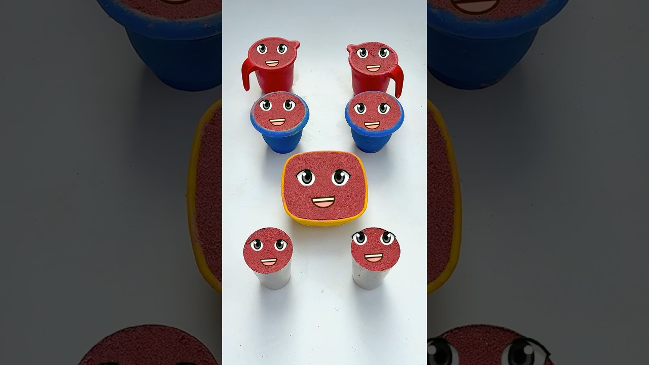 Oddly Satisfying Kinetic Sand Faces Crushing | Cute Shapes Hammer Smash ASMR #shorts