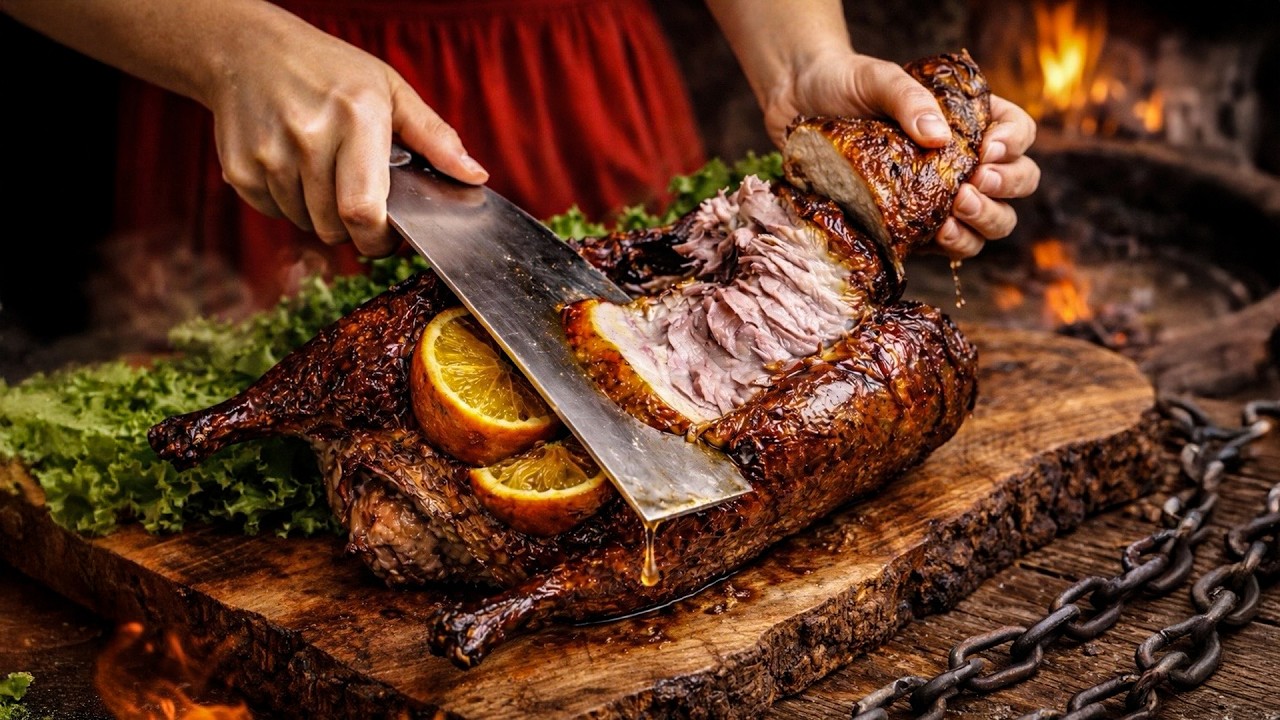 Duck Cooking — Fire Roasted in Rural France
