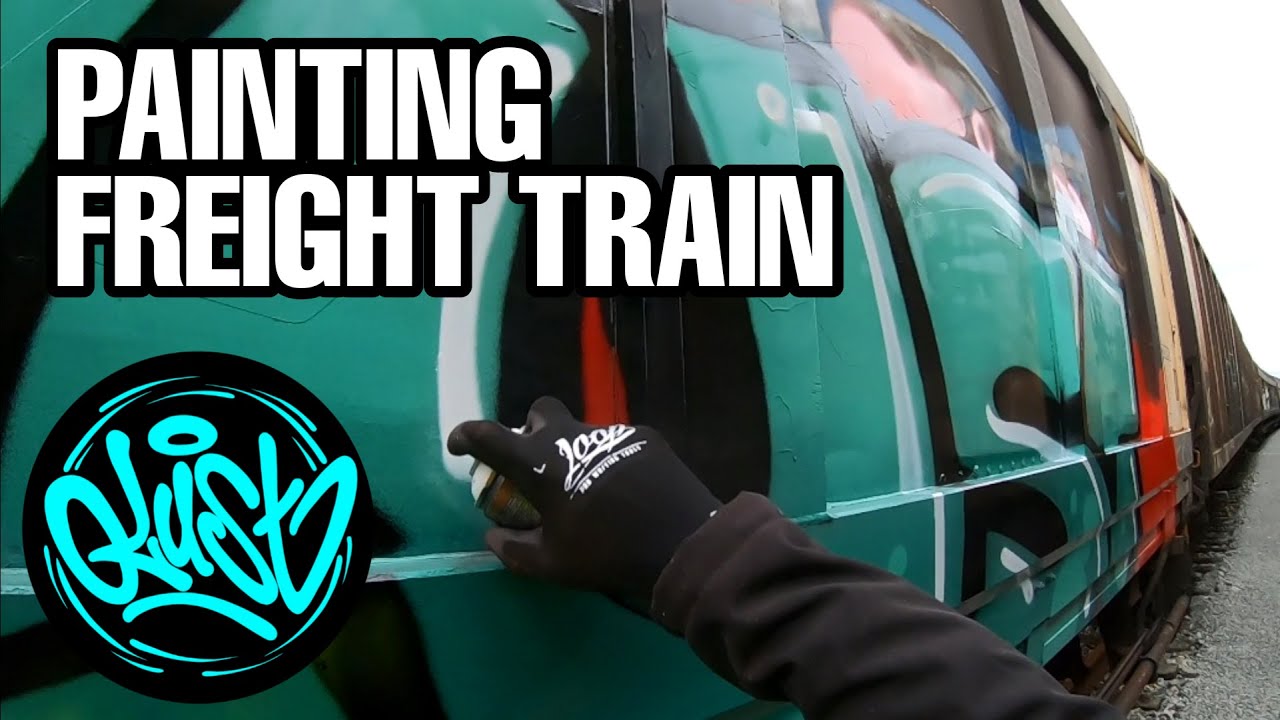 GRAFFITI 🚇 PAINTING FREIGHT TRAIN DAYTIME 🚂