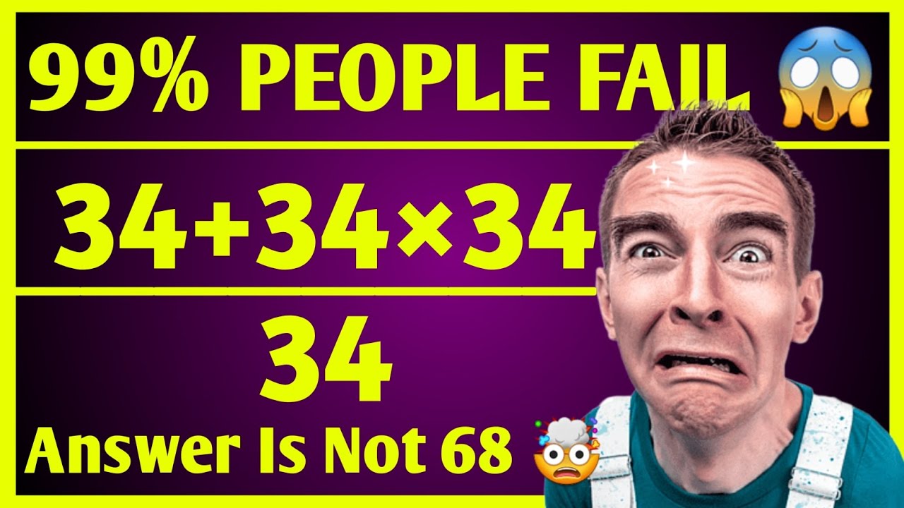 Bodmas Question | Maths Question | Simplication | Bodmas | Math Trick | Maths | 34+34×34/34 |
