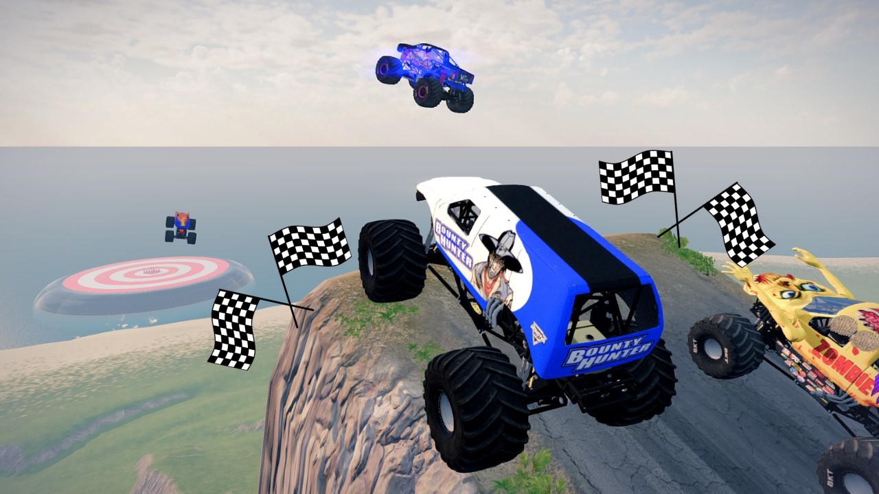 Monster Truck Goes Down Giant Hill – Insane Ramp Jumps & Perfect Target Smashes!