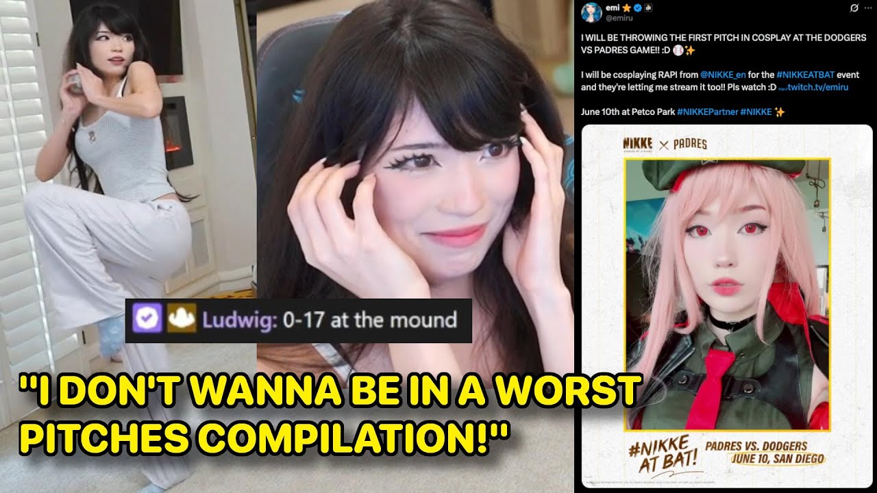 Emiru’s first pitch might not make it to home plate 💀⚾️ FIRST PITCH IN COSPLAY - DODGERS VS PADRES