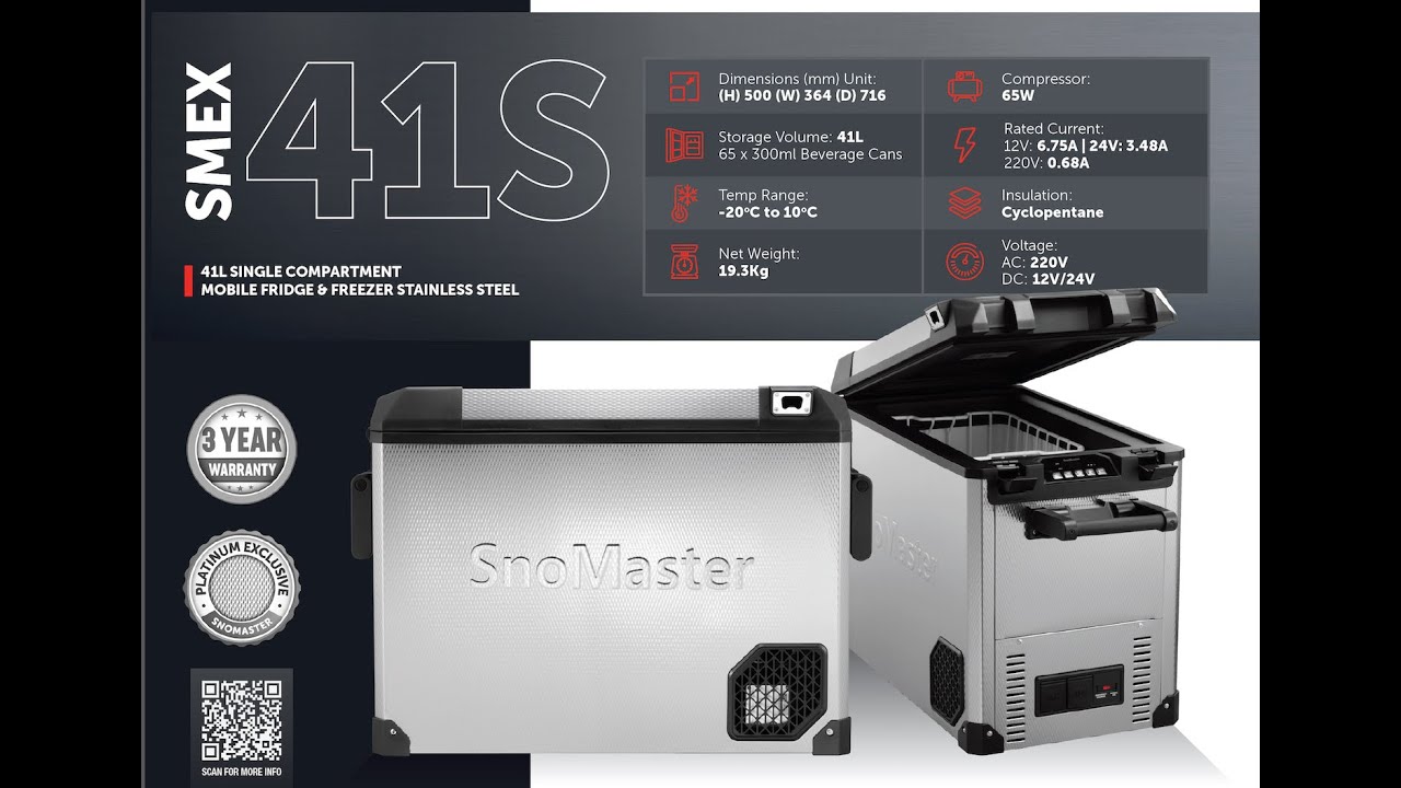 SnoMaster - 41L Single Compartment Mobile Fridge & Freezer (SMEX-41S)
