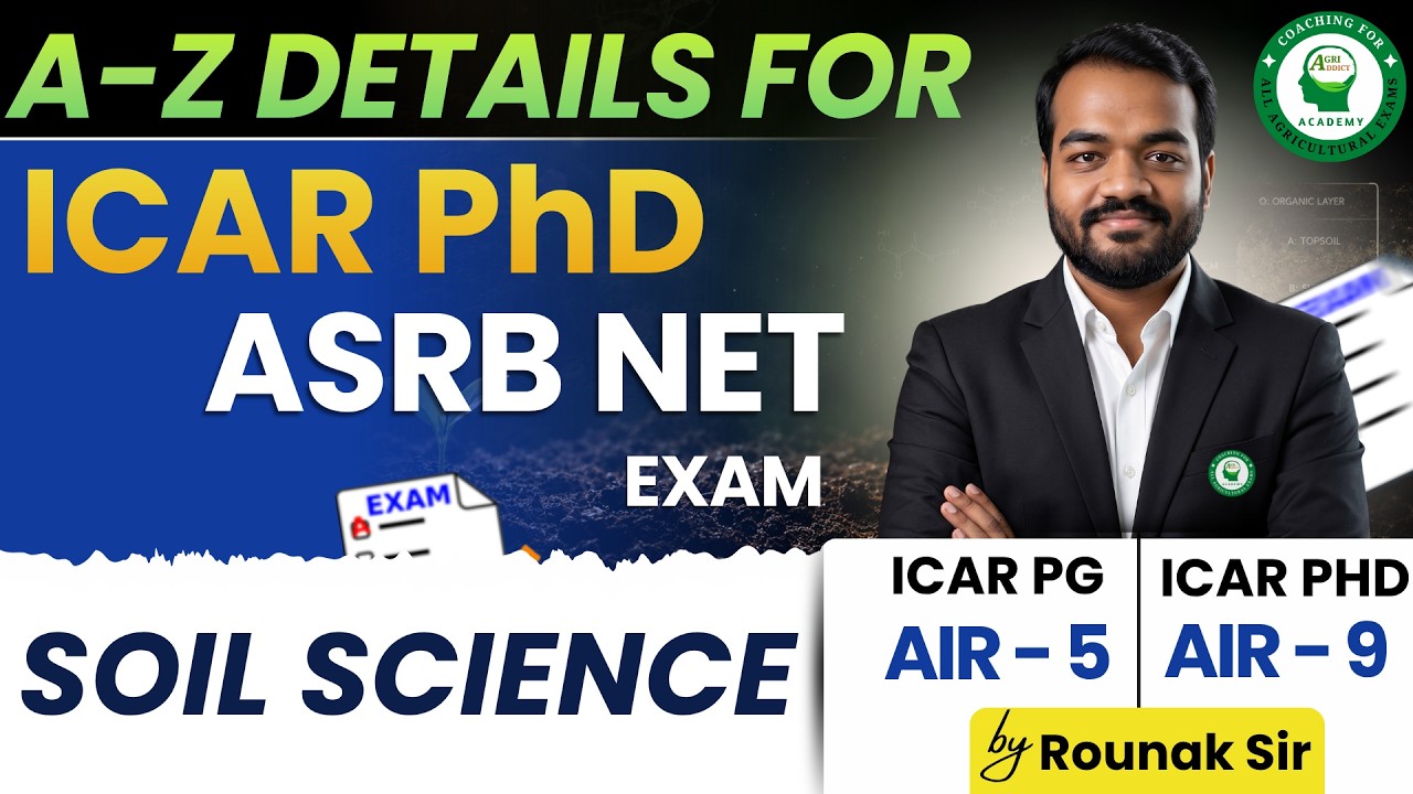 Complete details of Soil Science for ICAR PhD/ASRB NET EXAM by Rounak Sir AIR-9