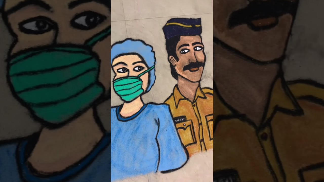 Salute to the team fighting against corona rangoli #shorts #stayhome  #covid19