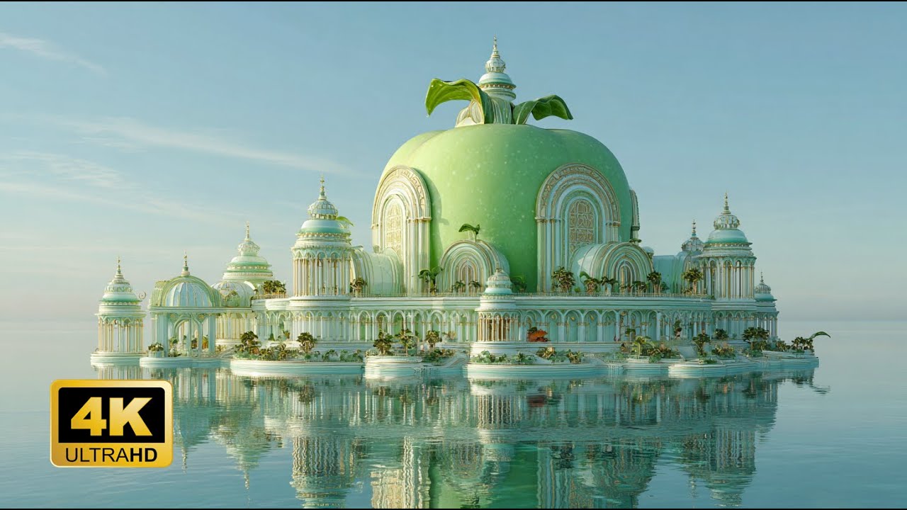 Green Apple Palace | Light Green Harmony in Apple-Shaped 4K Architecture | Emperor Palaces