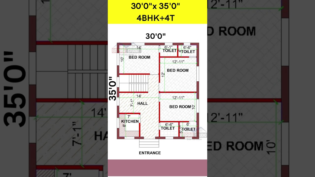 30x35 home plan design with 3 bedrooms, 30*35 ghar ka naksha, 30by35 #shorts #homeplan #gharkanaksha