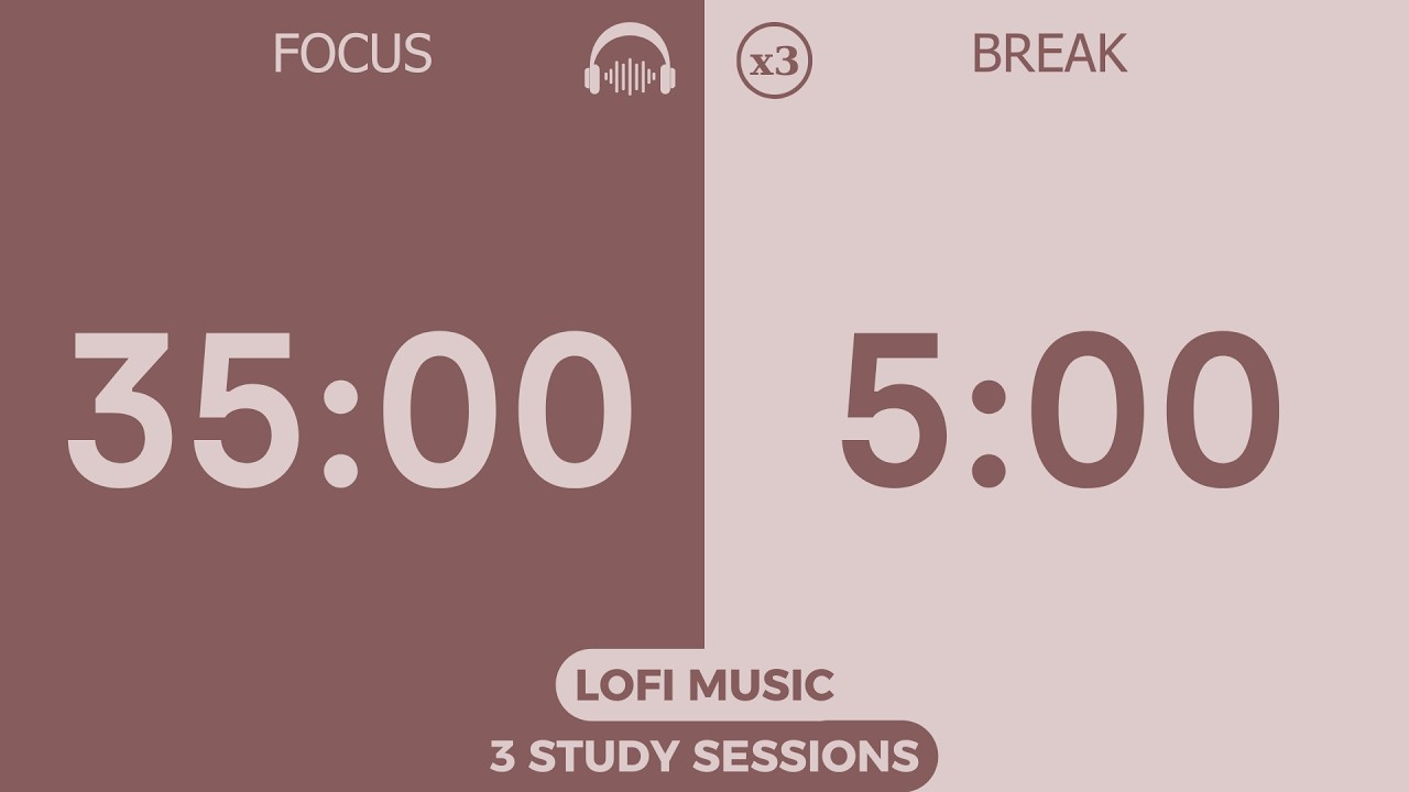 🎧 2 Hour Study – 35/5 Pomodoro Timer (Lofi Music) | Study With Me | Deep Focus