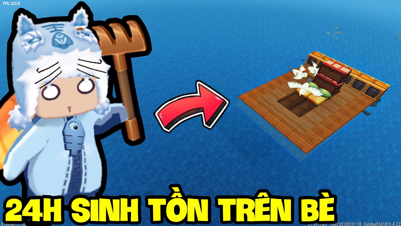 24H SINH TỒN TRÊN BÈ BẤT ỔN VÀ CÁI KẾT TRONG MINI WORLD | MEOWPEO SINH TỒN