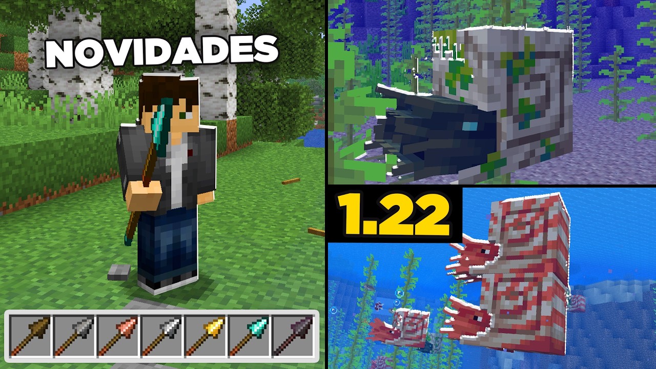 MINECRAFT 1.22 - CHEGOU TUDO DA NOVA ATUALIZAÇÃO! NAUTILUS & LANÇAS!