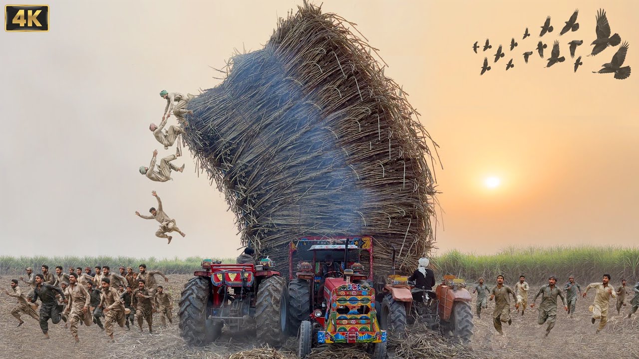Extreme Power🔥! MF 385 & Al Ghazi Tractor Dangerous Heavy Load Challenge 😱 | 4K Ultra HD | Falak 4K 