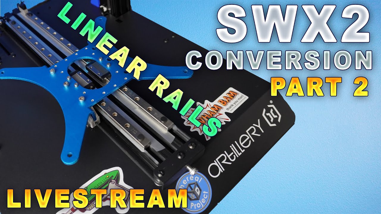 Sidewinder X2 "Y" axis linear rail conversion live stream, Part 2, GET RAILED!!!!!