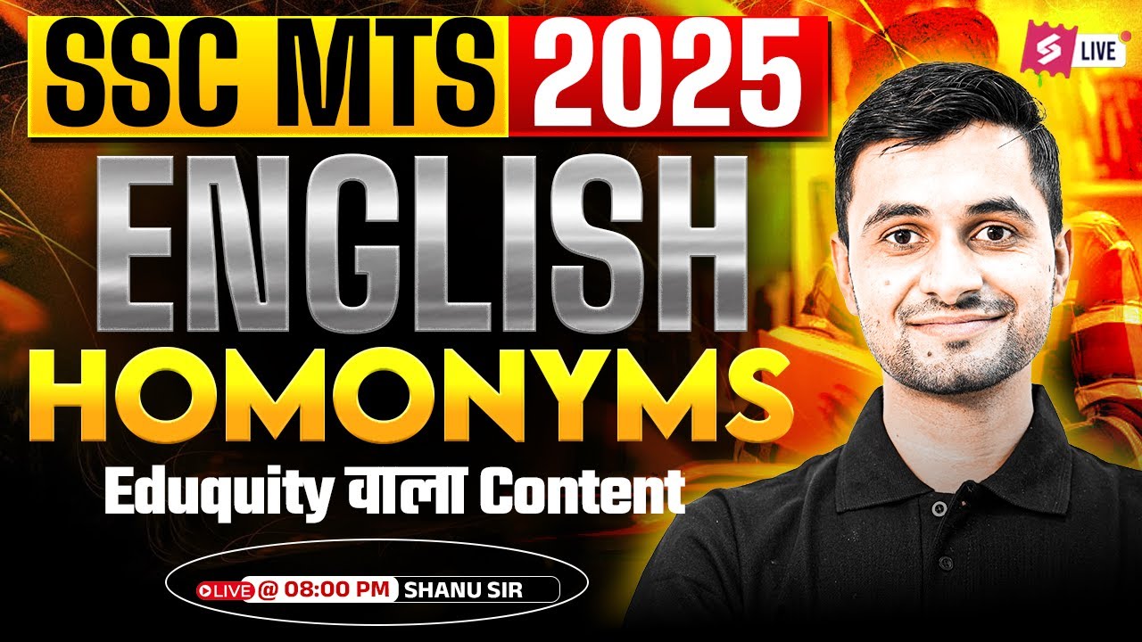 Homonyms In English | SSC MTS English Classes 2025 | SSC MTS 2025 Preparation | English by Shanu Sir
