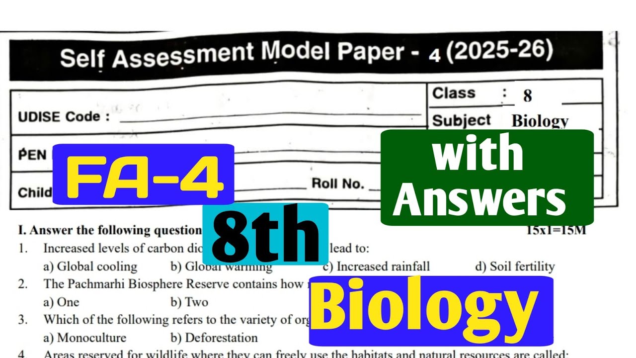 AP FA-4 Class 8 Biology Model Paper 2025-26 |Biology Important Questions with Answers|mdp2