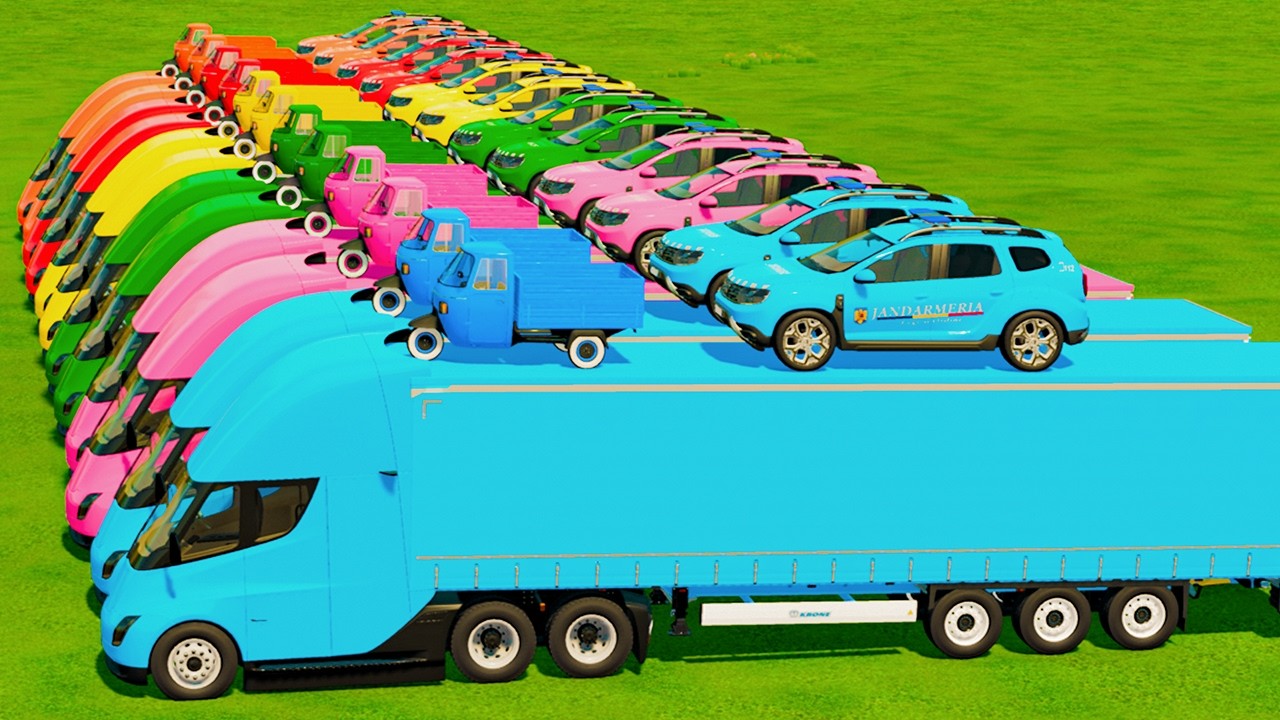TRANSPORTING ALL COLORS BMW POLICE CARS VEHICLES WITH MAN TRUCKS! | FARMING SIMULATOR 22