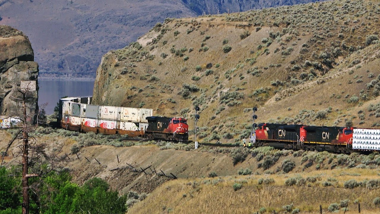 Freight Trains Managing Canada’s Desert Terrain With Extreme Heat At Kissick BC - CN Ashcroft Sub