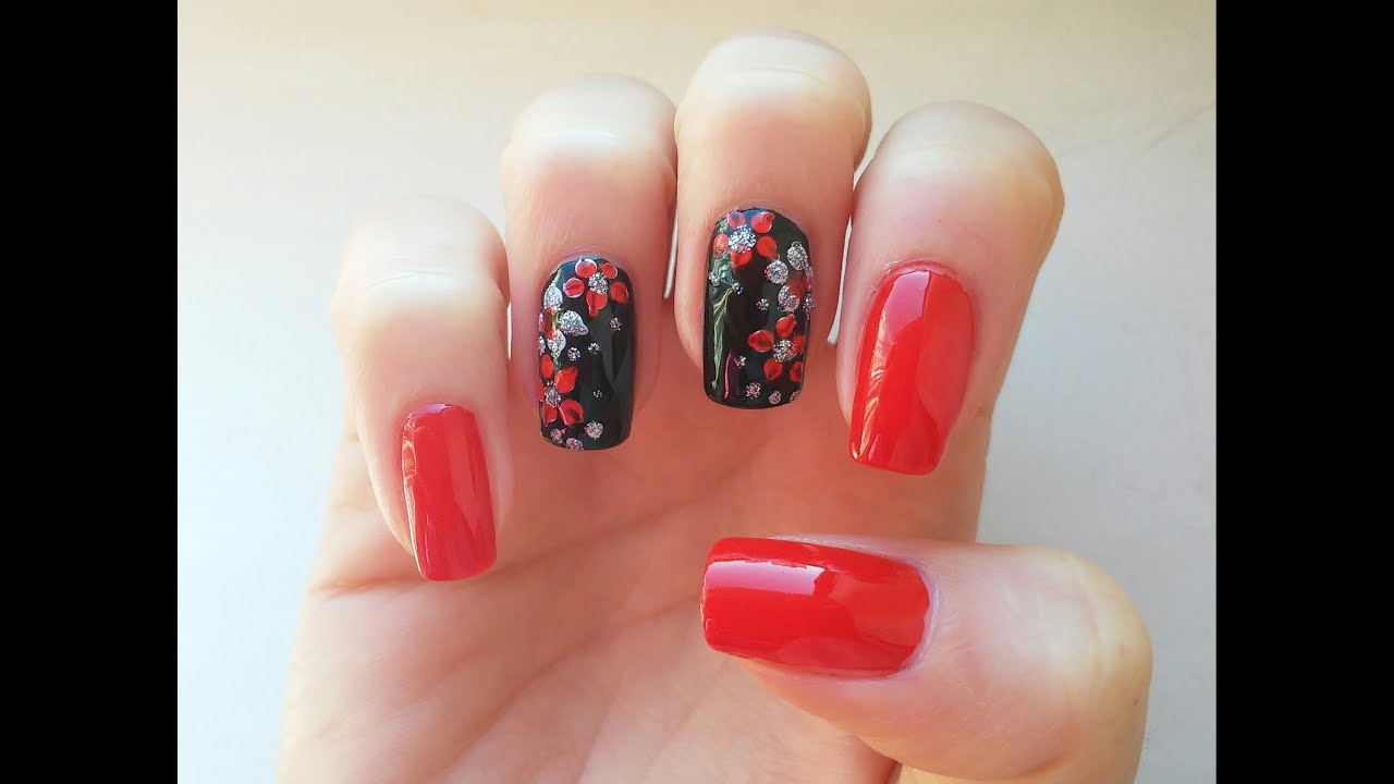 Лесен и красив маникюр с цветя// Easy floral nails