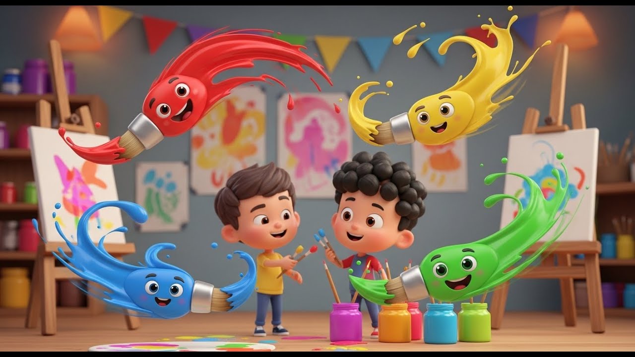 Cuatro Pequeños Pinceles de Juguete Swish Swish | Canciones de Arte y Colores