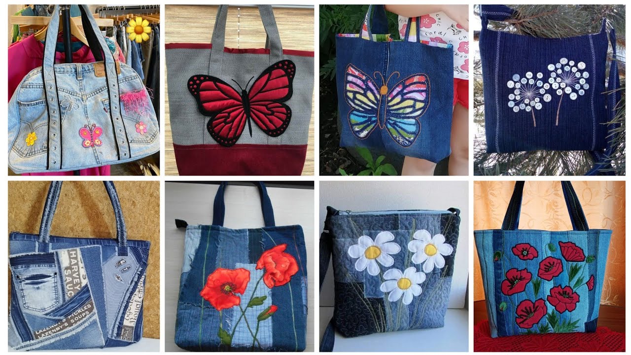 Latest recycled old jeans best denim jeans bags ideas 