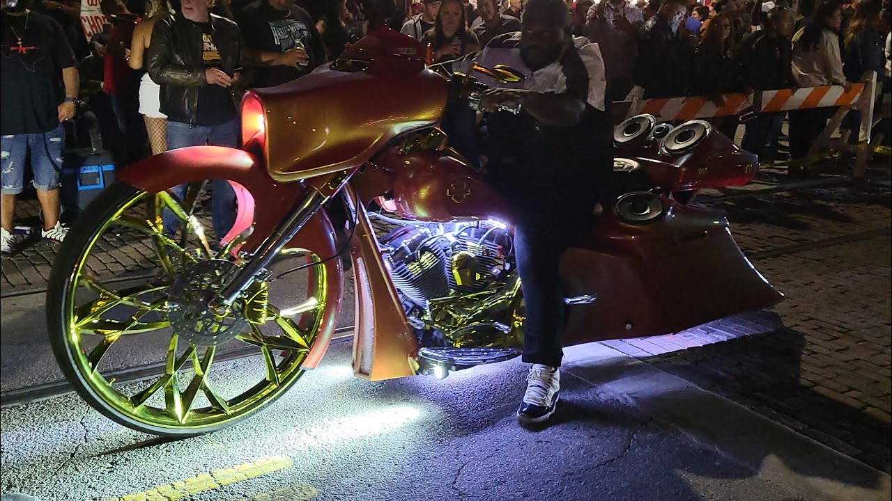 lonestar biker rally galveston texas 2023 THE STRAND!!! at NIGHT!!!! 🌙biker girls*biker clubs