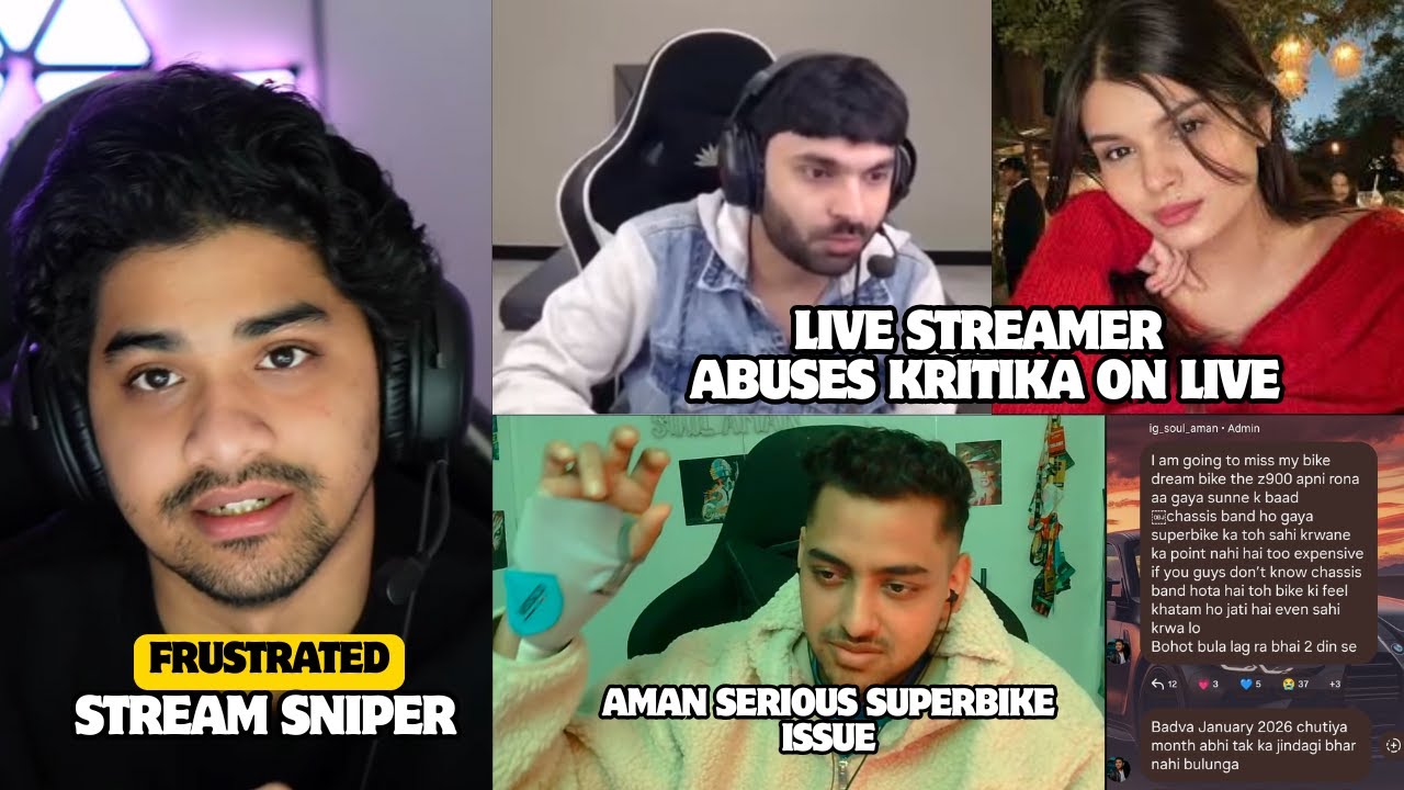 Shocking! Streamer Abused Kritika Live🤬Rega Frustrated😣AMAN SAD News💔BIKE Broken #s8ul