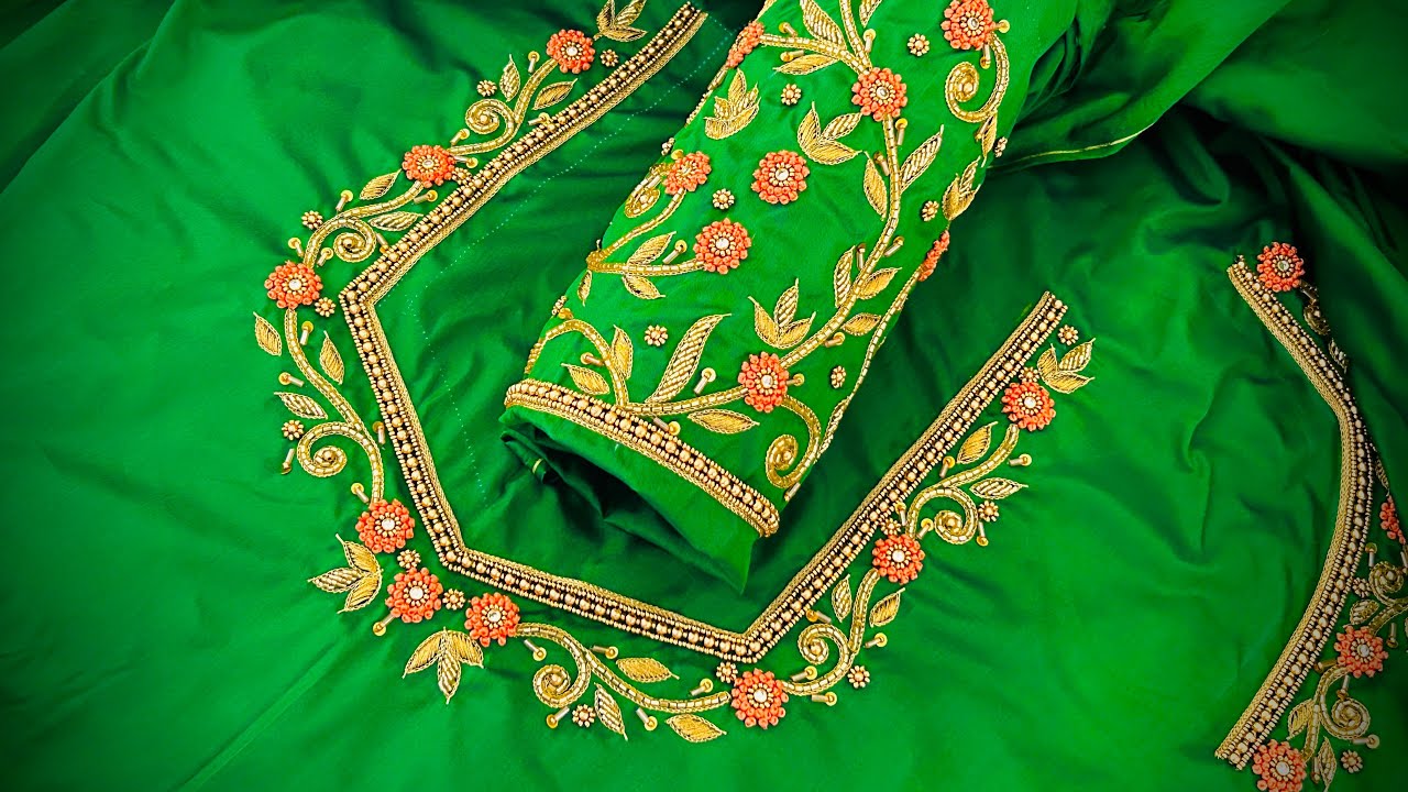 Beautiful Aari work blouse design// heavy Aari work blouse design