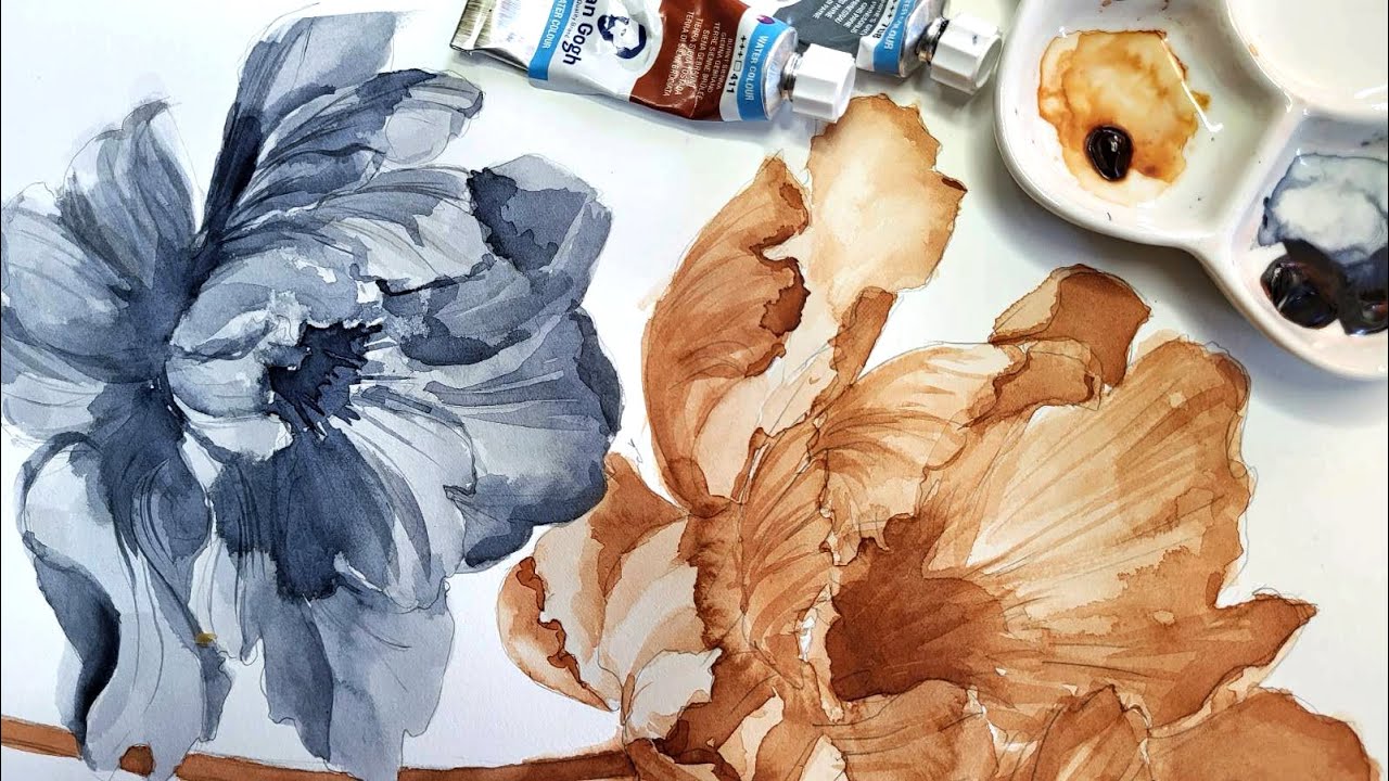 Watercolor GRISAILLE Technique | Watercolor FLOWERS