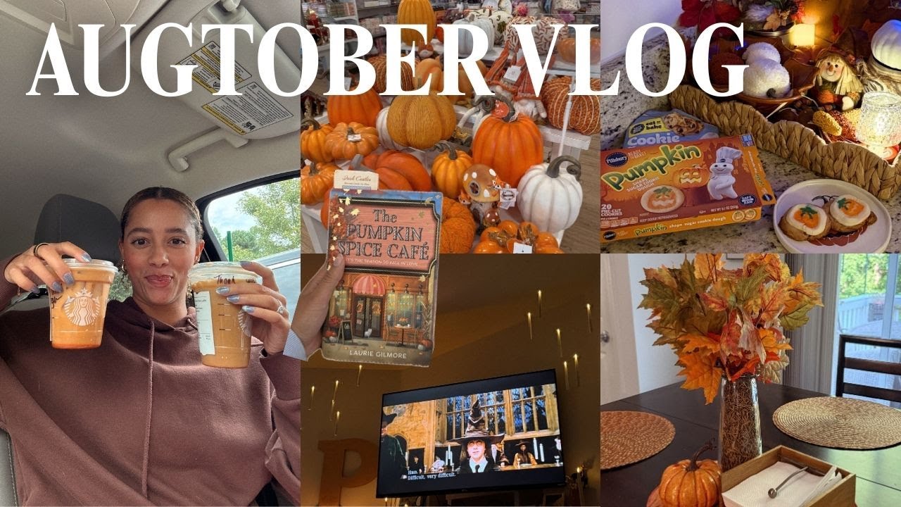 AUGTOBER VLOG 🍁 fall shopping, fall decorating, baking, & trying dunkin & starbucks fall menus