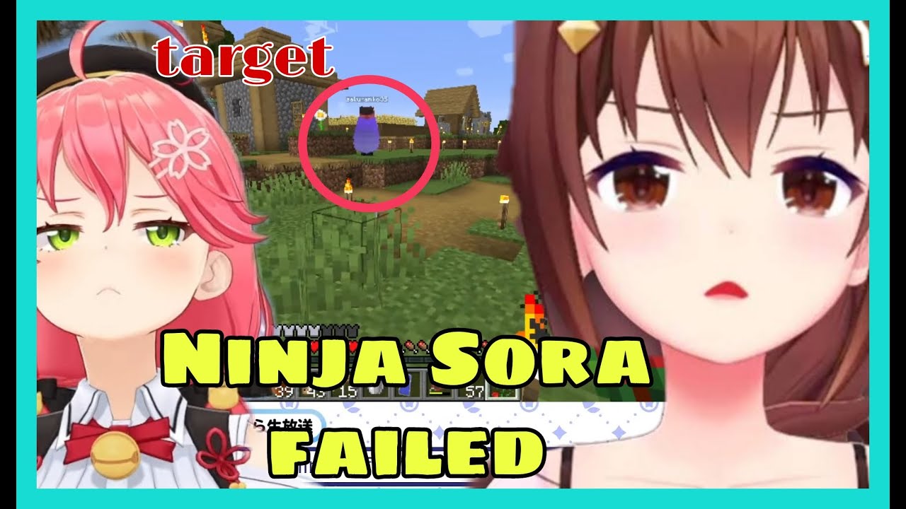 Tokino Sora Got Sad When She Failed To Ninja'ed Miko | Minecraft [Hololive/Eng Sub]